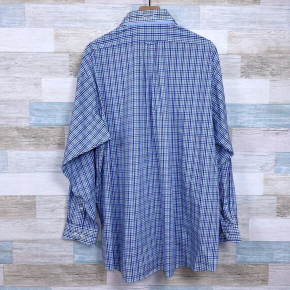 IZOD Advantage Performance CoolFX Shirt Blue Plaid Moisture Wicking Mens 2XL XXL - Picture 4 of 6